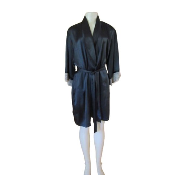 NWT, Jones New York Black Robe With Lace Trim L/XL - Picture 2 of 5